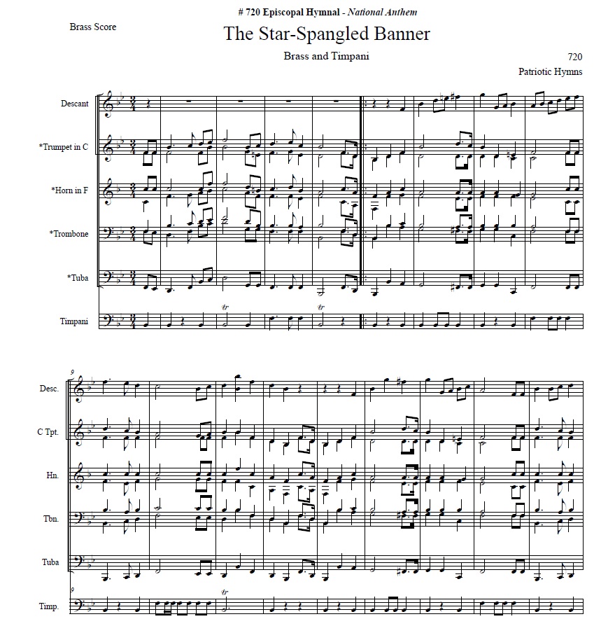 National Anthem "The Star-Spangled Banner" (BbMajor)